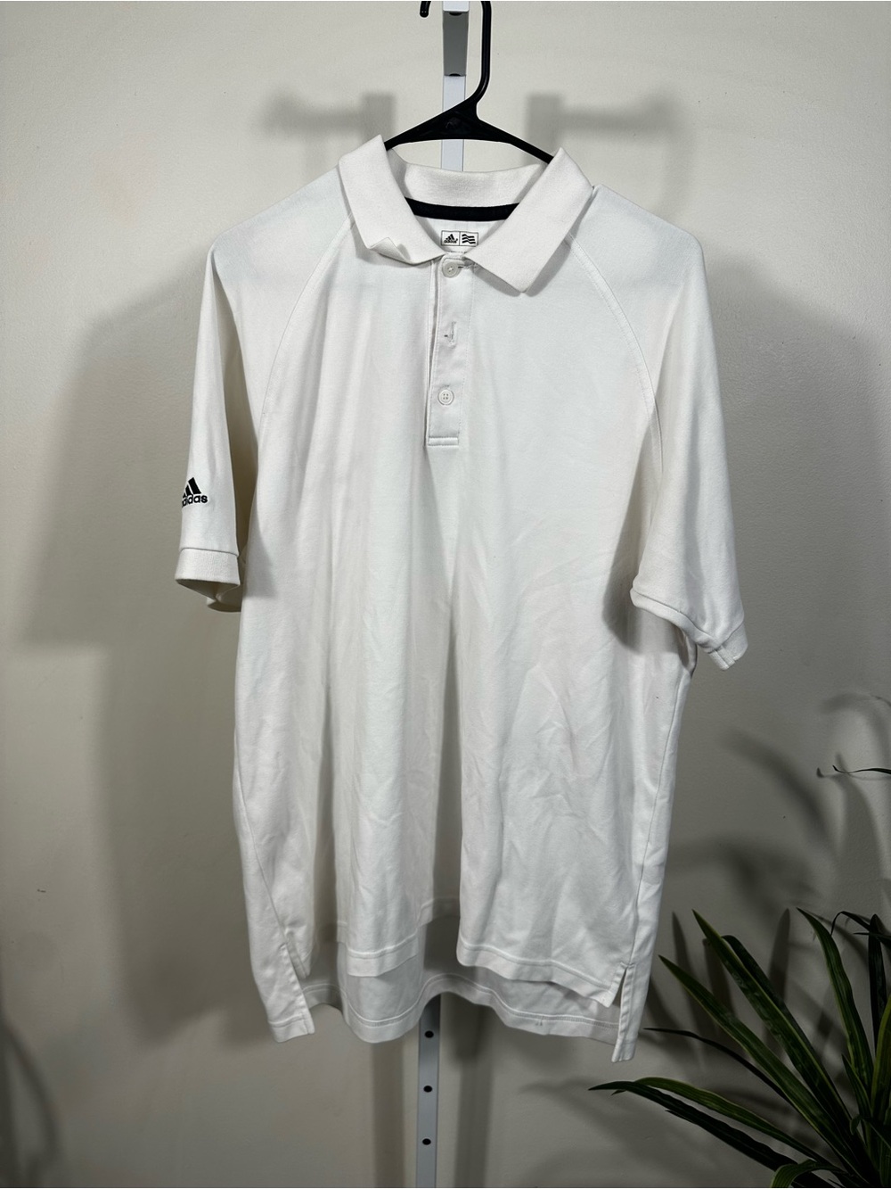 N28. Adidas Men’s White Polo with Subtle Sleeve Logo
